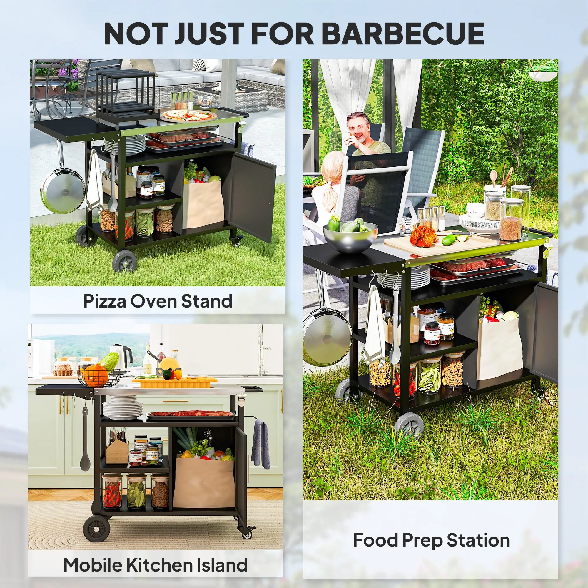 Outdoor BBQ Stand, Foldable Side Table, Stainless Steel Top, Pizza Oven Table Outdoor Grill Carts at Gallery Canada