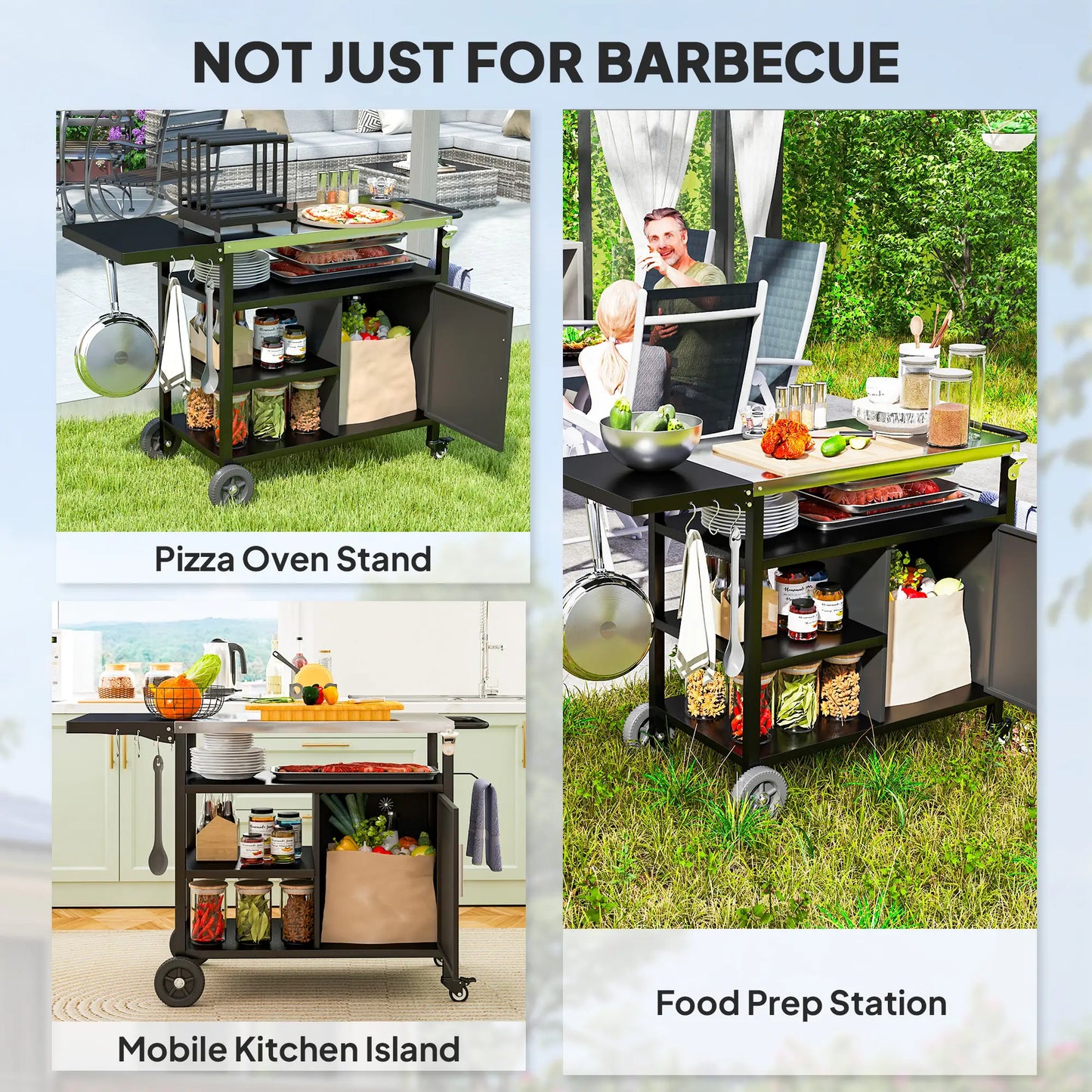 Outdoor BBQ Stand, Foldable Side Table, Stainless Steel Top, Pizza Oven Table Outdoor Grill Carts at Gallery Canada