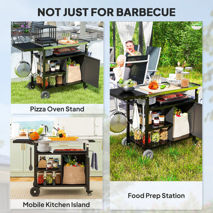 Outdoor BBQ Stand, Foldable Side Table, Stainless Steel Top, Pizza Oven Table Outdoor Grill Carts at Gallery Canada