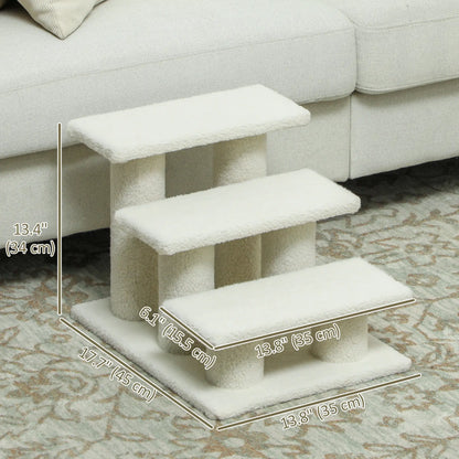 18" 3 Tier Pet Stairs, Dog Cat Step, Scratch Post, Beige Cat Trees at Gallery Canada