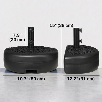 Half Round Umbrella Base, 40lb Water or 46lb Sand, Black Umbrella Bases at Gallery Canada