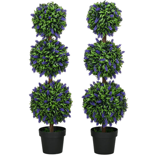 Artificial Lavender Plant Set, 3.5ft, Indoor Outdoor Decor