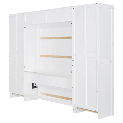 Murphy Bed with Storage, Space-Saving Wall Bed, 120" L x 20" W x 88.5" H, White Bed Frames at Gallery Canada