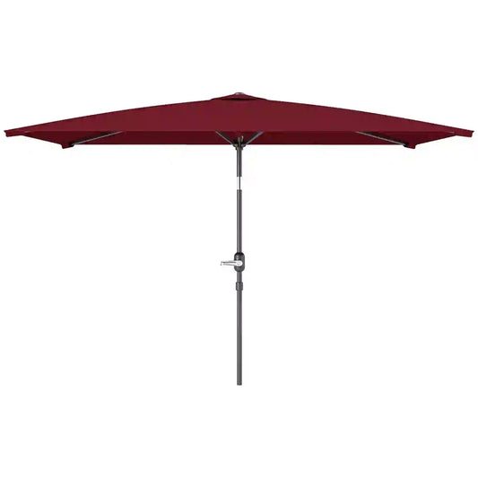 6.6x9.6ft Rectangle Aluminum Tilt Patio Umbrella, Outdoor Sunshade, Wine Red Sun Umbrellas Wine Red at Gallery Canada