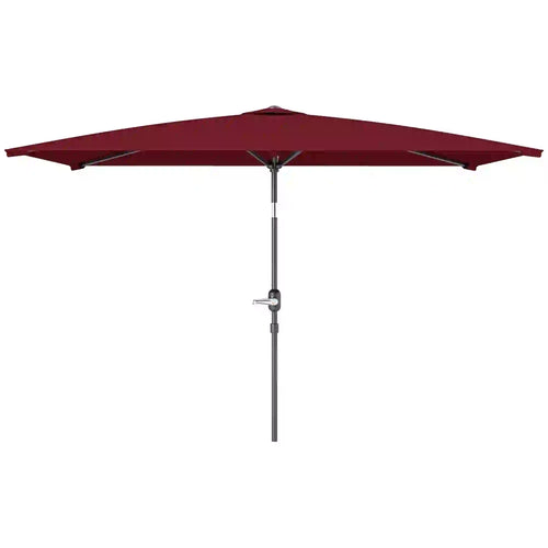 6.6x9.6ft Rectangle Aluminum Tilt Patio Umbrella, Outdoor Sunshade, Wine Red