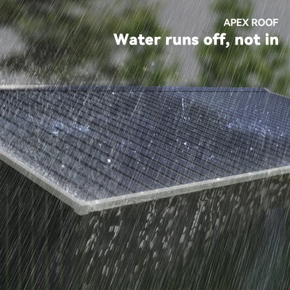 11' x 9' Metal Storage Shed, Garden Tool House, Double Sliding Doors, 4 Air Vents, Dark Grey Sheds at Gallery Canada