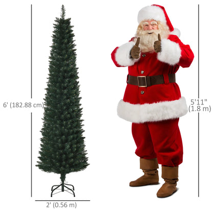 6FT Artificial Christmas Pencil Tree, Foldable Black Stand, Green Artificial Christmas Trees at Gallery Canada