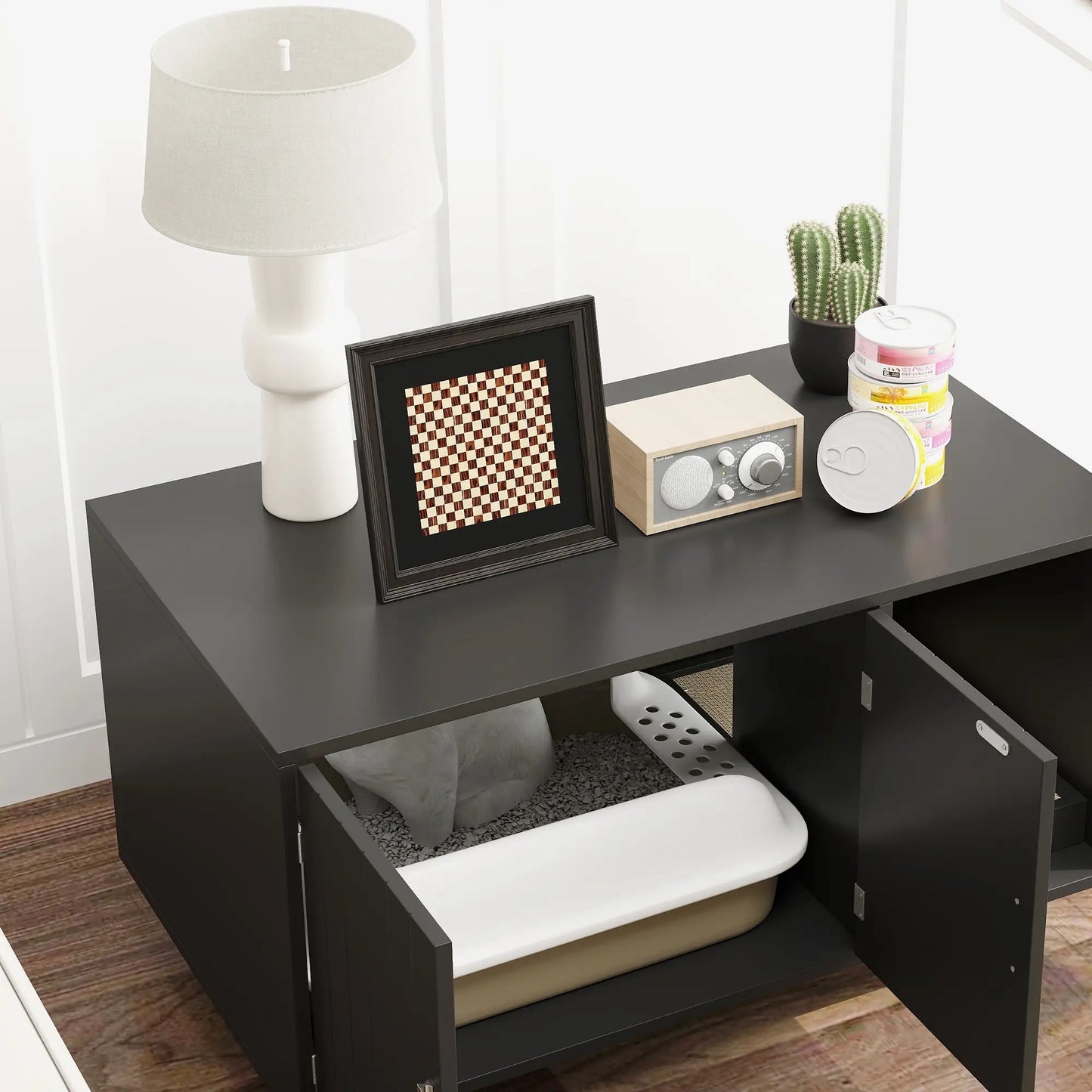 Cat Litter Box Enclosure, End Table with Scratcher, Black Cat Litter Box Enclosures at Gallery Canada