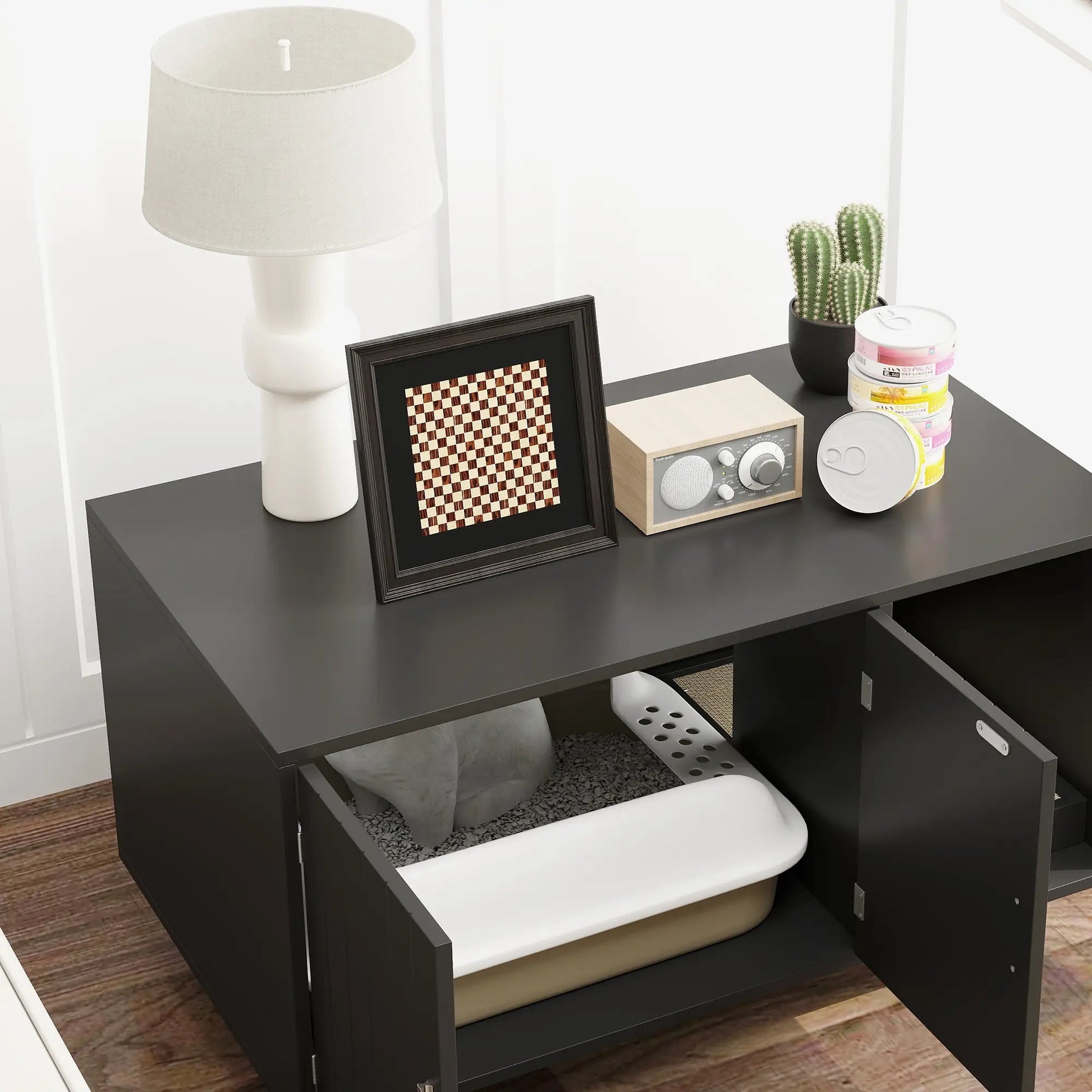 Cat Litter Box Enclosure, End Table with Scratcher, Black Cat Litter Box Enclosures at Gallery Canada