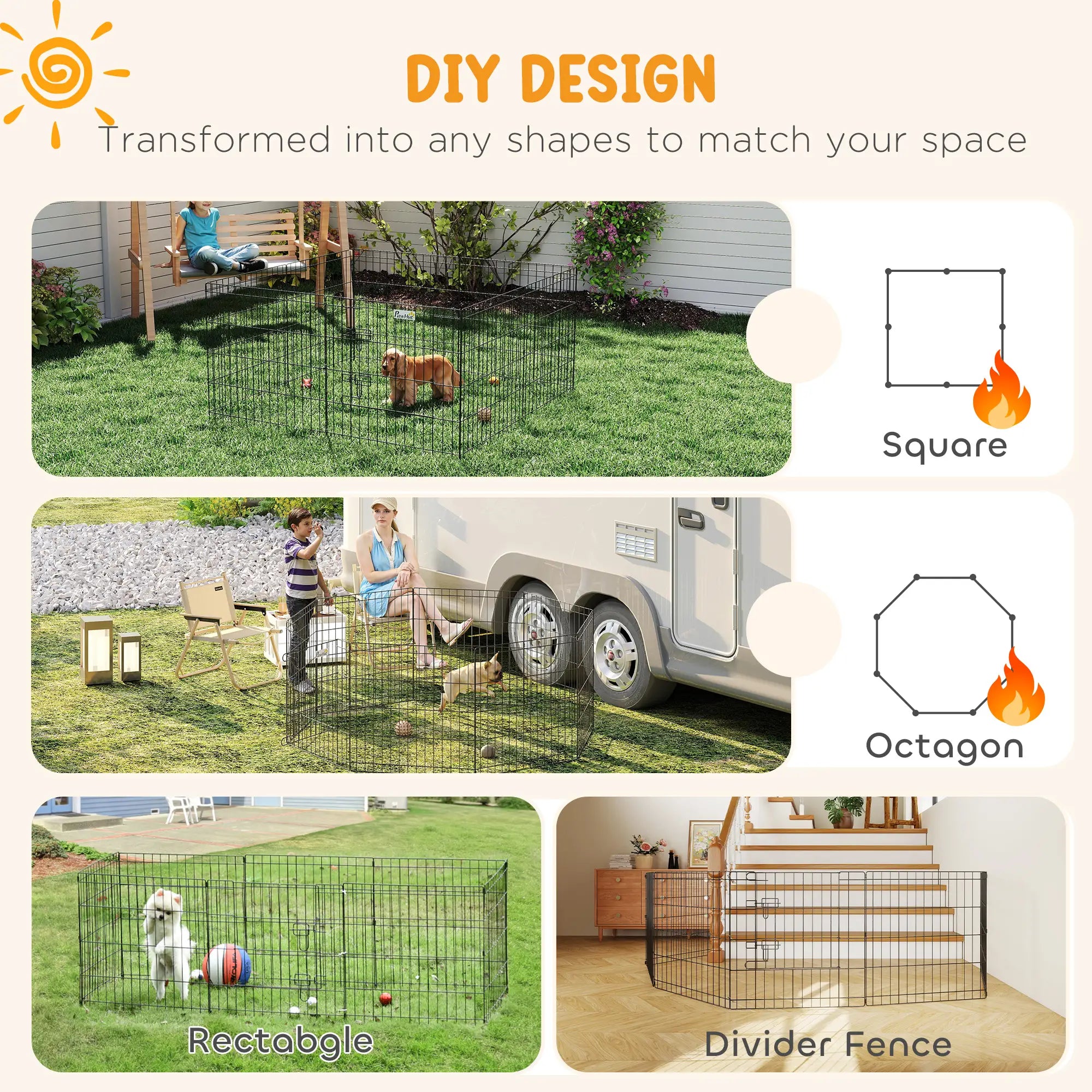 24inch Foldable Metal Pet Playpen, Dog Kennel Cage, 8 Panel Houses, Kennels & Pens at Gallery Canada