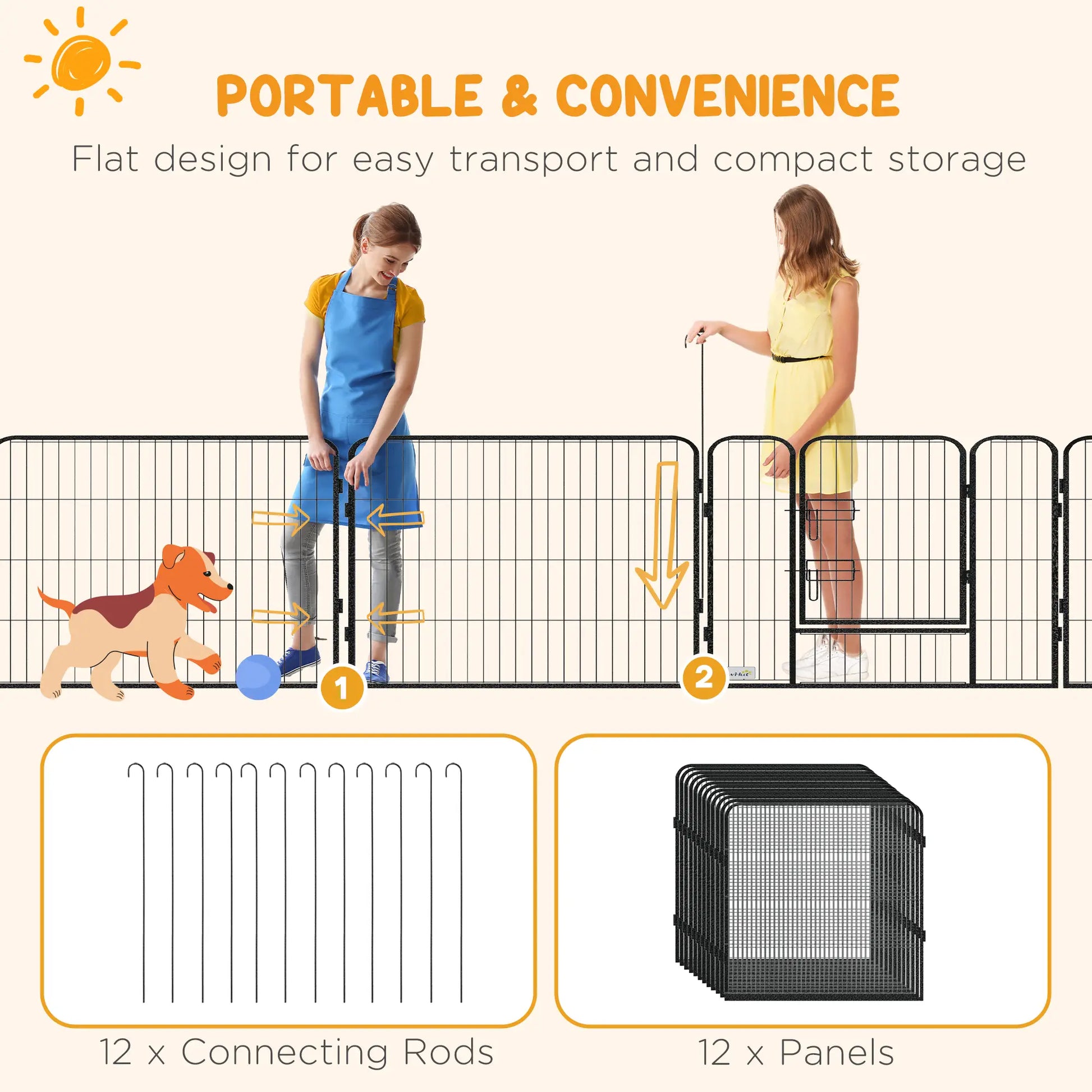 Dog Playpen with Gate, 12 Panels, 31.5"H Houses, Kennels & Pens at Gallery Canada