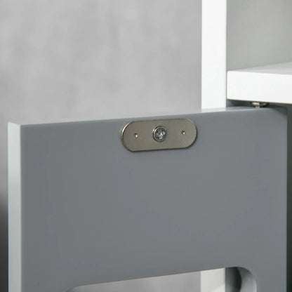 Freestanding Tall Bathroom Cabinet, Narrow Bathroom Storage Cabinet with Shelves and Cupboards, Grey and White