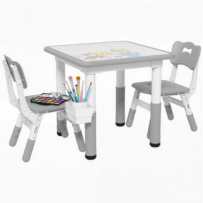 Toddler Table and Chair Set, Adjustable Height, Storage, Grey Kids Table Sets at Gallery Canada