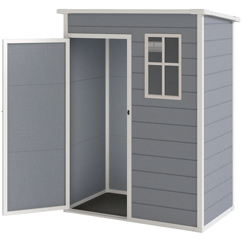 5 x 3FT Garden Shed, Outdoor Storage with Lockable Door, Window, Vent, Grey