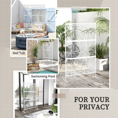 6.5FT Metal Privacy Screen, Large Leaf Style, White Side Awnings at Gallery Canada
