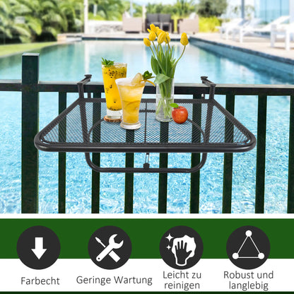 Adjustable Balcony Hanging Table, Metal Wall Desk, Outdoor Flower Stand, Black Balcony Table Hanging at Gallery Canada