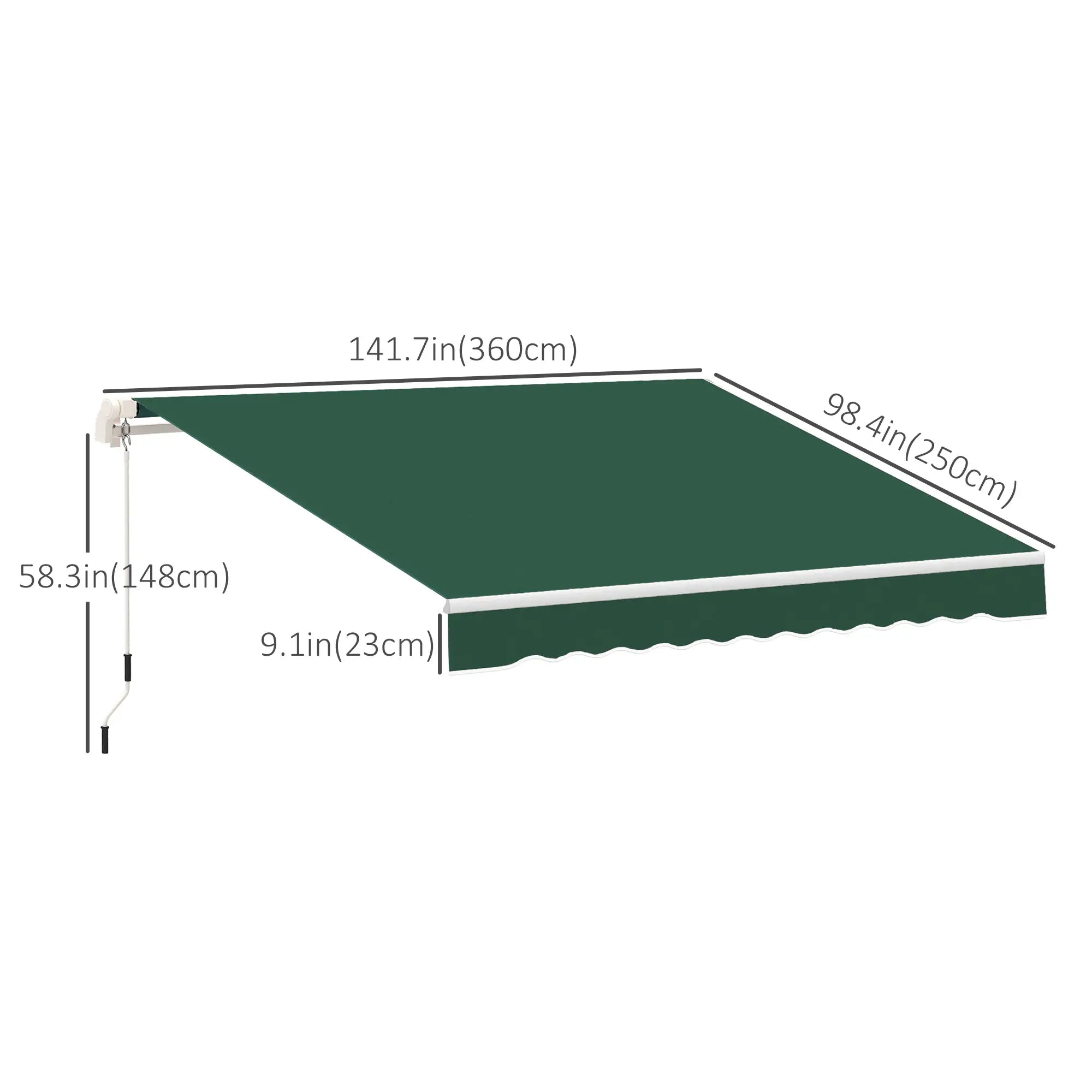 12' x 8' Retractable Awning, UV Water-Resistant Fabric, Aluminum Frame, Green Deck Awnings at Gallery Canada
