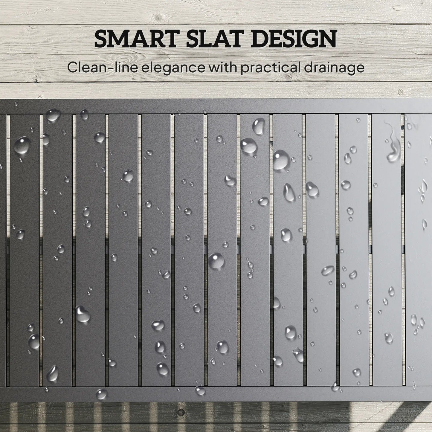 Outdoor Coffee Table, Slatted Tabletop, Adjustable Foot Pads, Black Patio Side Tables at Gallery Canada