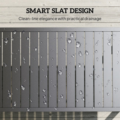 Outdoor Coffee Table, Slatted Tabletop, Adjustable Foot Pads, Black Patio Side Tables at Gallery Canada