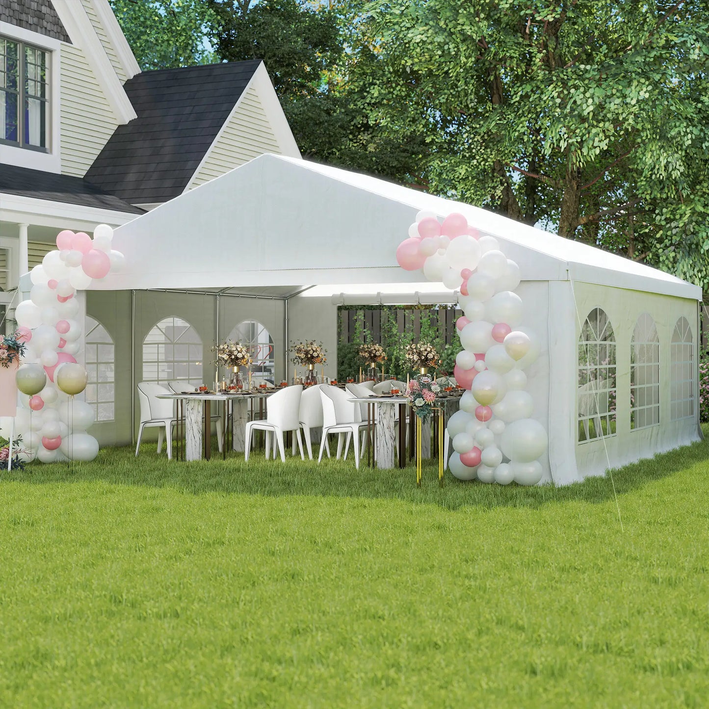 20' x 20' Heavy-Duty Wedding Tent, Outdoor Party Canopy With Sidewall, White Canopy Tents at Gallery Canada