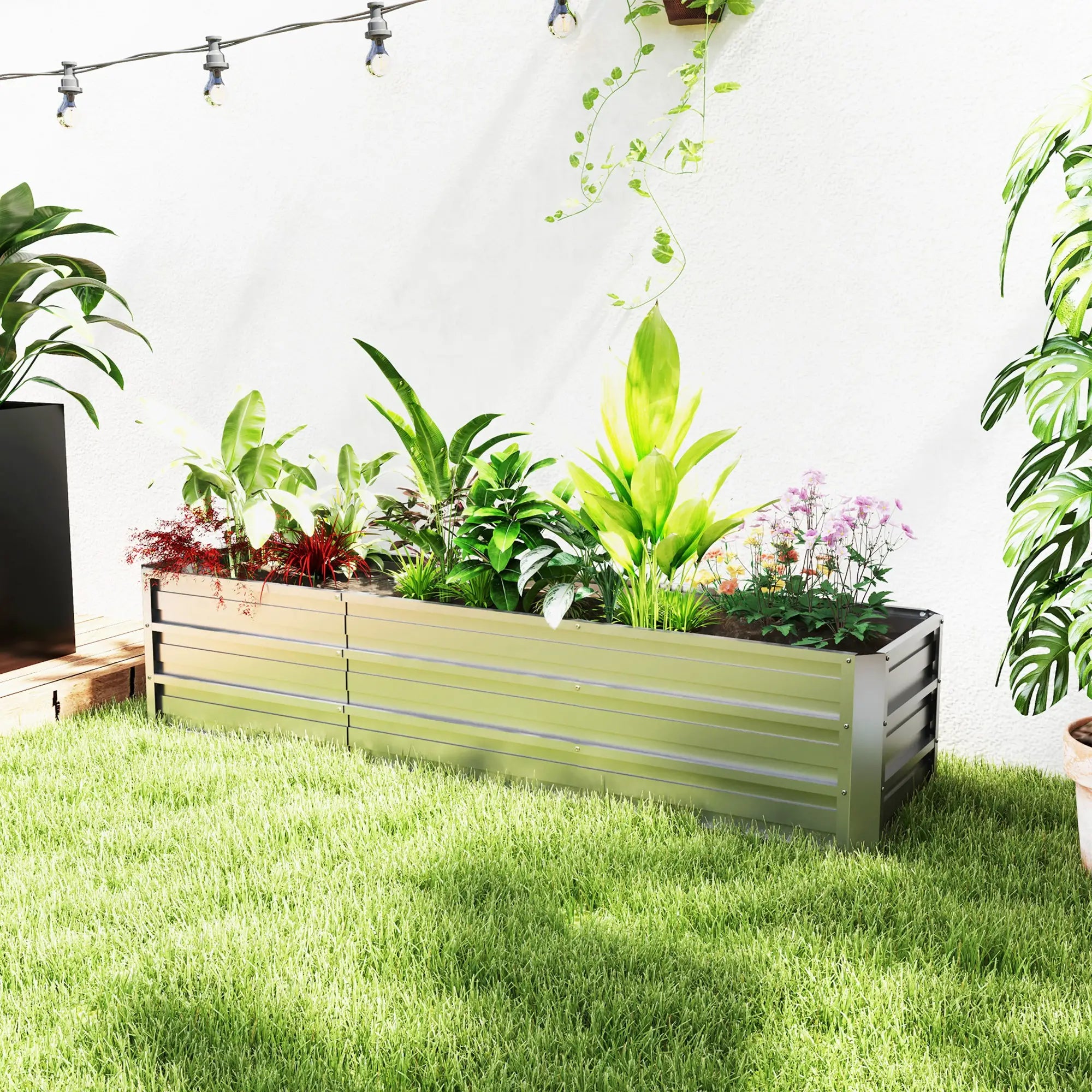 6' x 1.5' x 1.3' Galvanized Raised Garden Bed, Large Metal Planter Box, Silver Raised Garden Beds at Gallery Canada