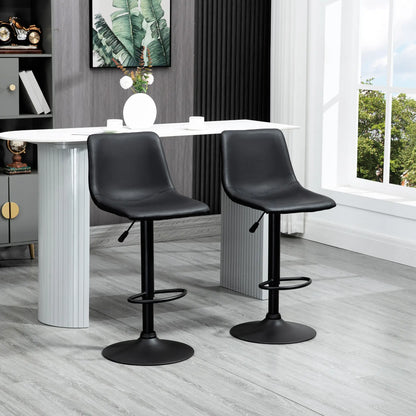 Adjustable Counter Height Bar Stools, Set of 2, 360° Swivel, Vintage Leather, Retro Grey, Grey Bar Stools at Gallery Canada