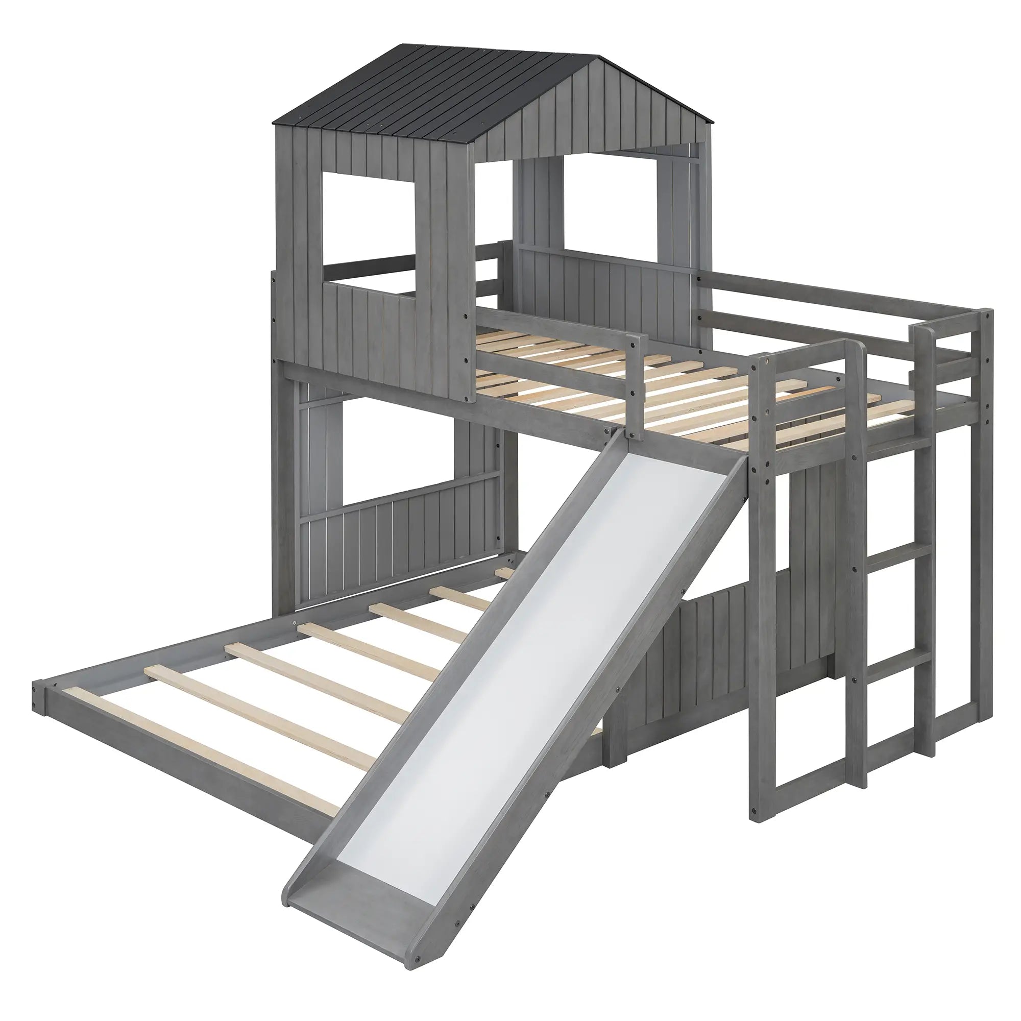 Twin Over Full Bunk Bed, Farmhouse Style, 82