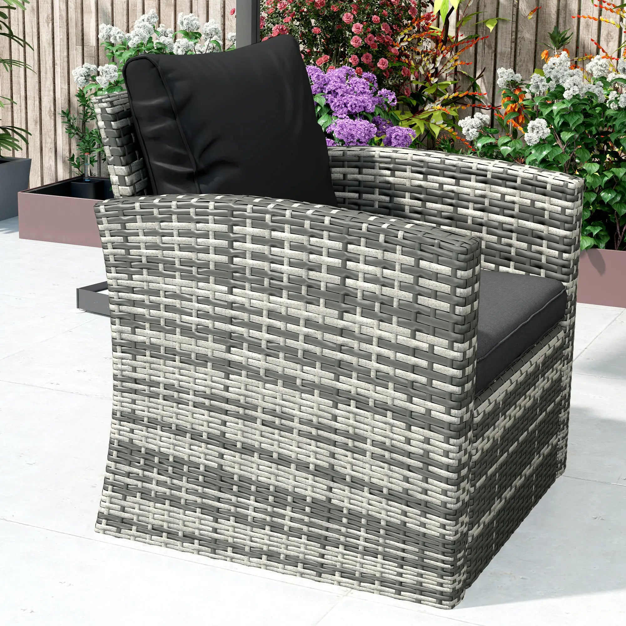 6-Piece Wicker Patio Furniture Set, 7-Seater with Cushions, Black Patio Furniture Sets at Gallery Canada