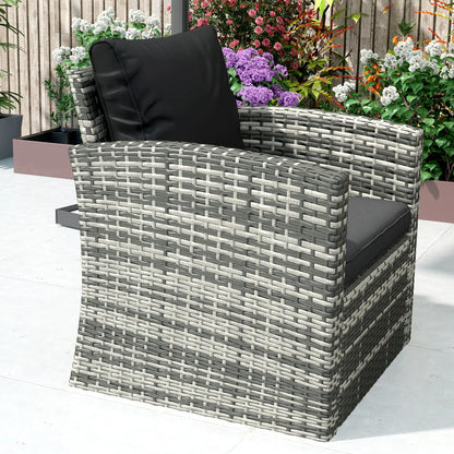 6-Piece Wicker Patio Furniture Set, 7-Seater with Cushions, Black Patio Furniture Sets at Gallery Canada