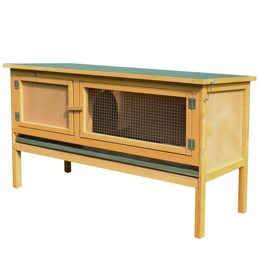 Wooden Rabbit Hutch, Indoor Outdoor Bunny Cage, Slide-Out Tray, Openable Roof Rabbit Hutch Green and yellow at Gallery Canada