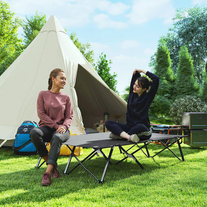 Two Person Folding Camping Cot, Portable Double Cot, 76", Dark Grey Camping Cots at Gallery Canada