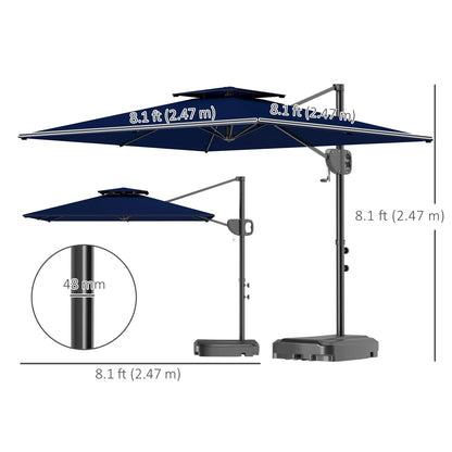 Square Cantilever Patio Umbrella, Double Top, 8' x 9', Dark Blue Offset Cantilever Umbrellas at Gallery Canada