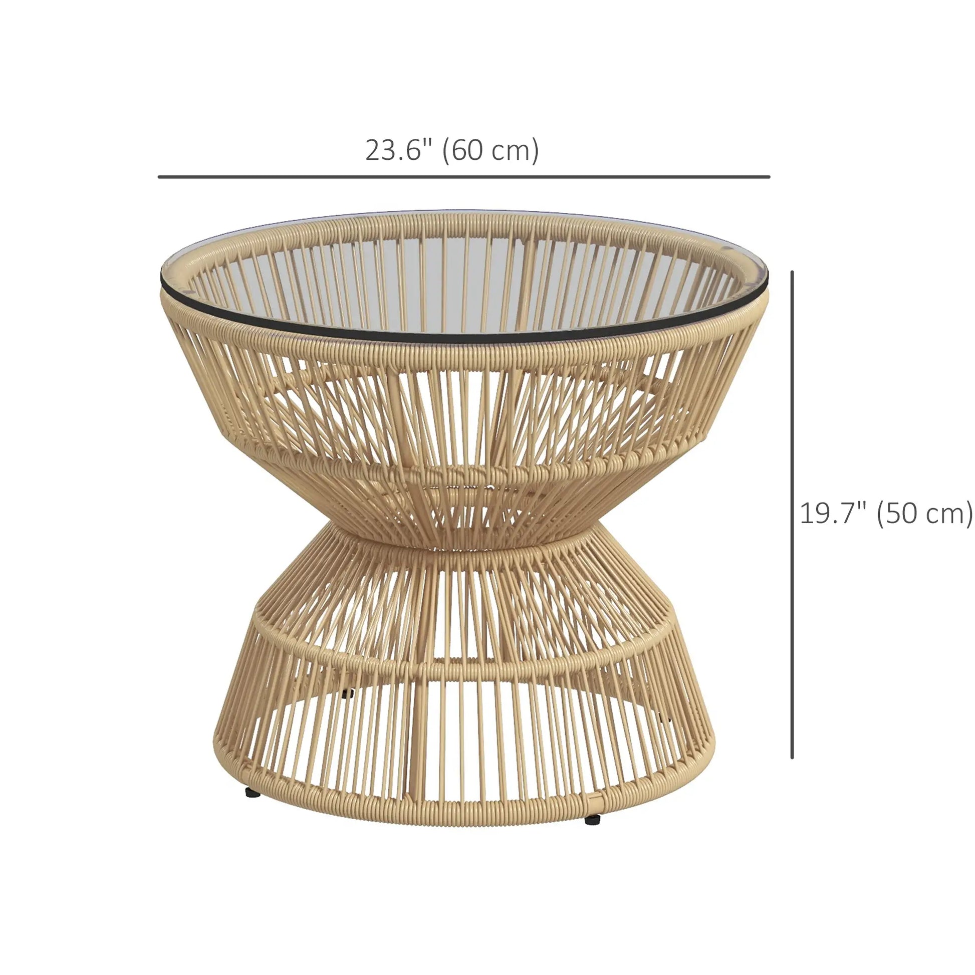 Rattan Outdoor Coffee Table, Patio End Table, Tempered Glass Top, Steel Frame Patio Side Tables at Gallery Canada