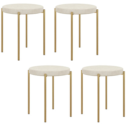 Round Backless Dining Chairs, Stacking Stools Set of 4, Cream White Dining Chairs at Gallery Canada