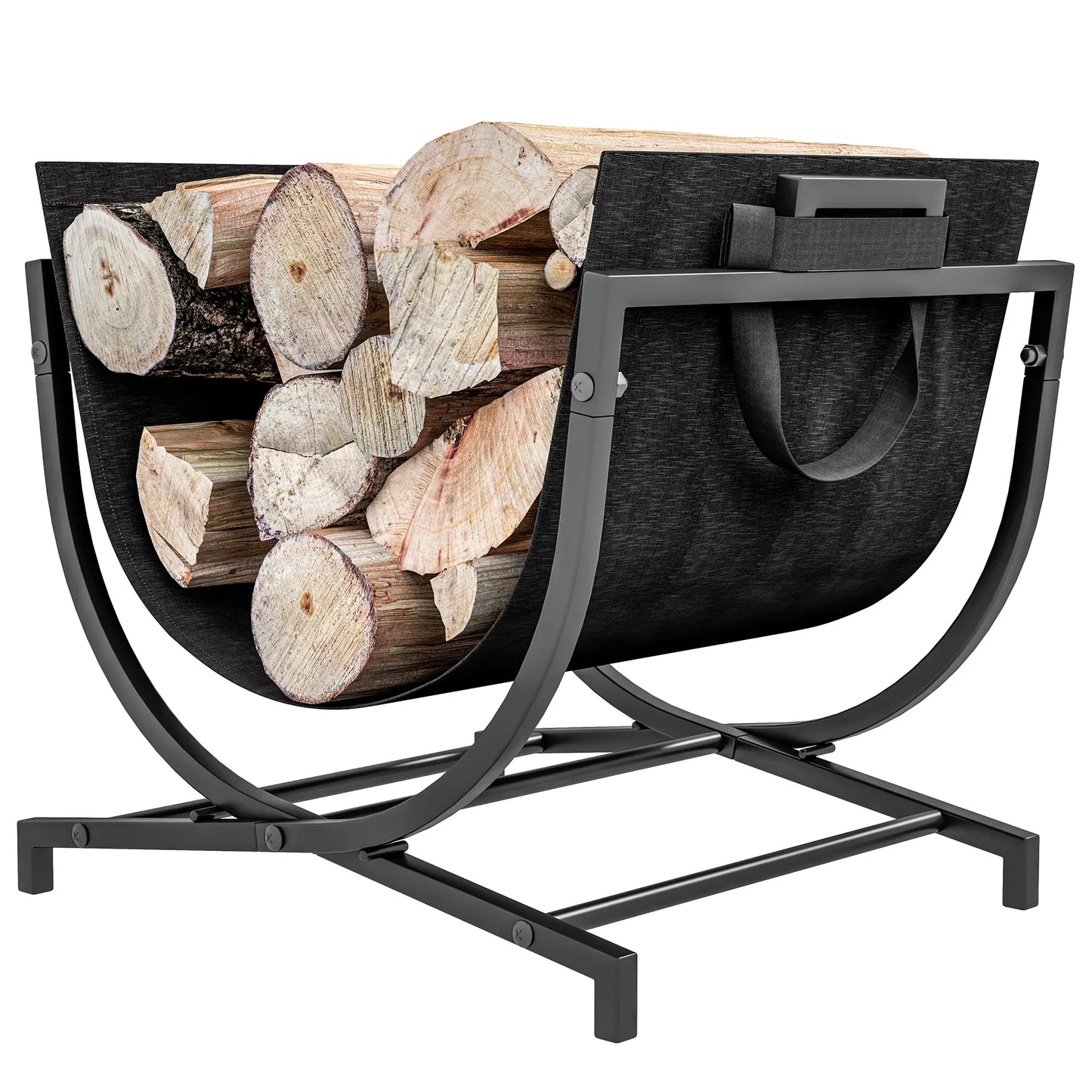 Firewood Rack, Foldable 17 Inch, with Removable Log Carrier, Black Firewood Racks Black at Gallery Canada
