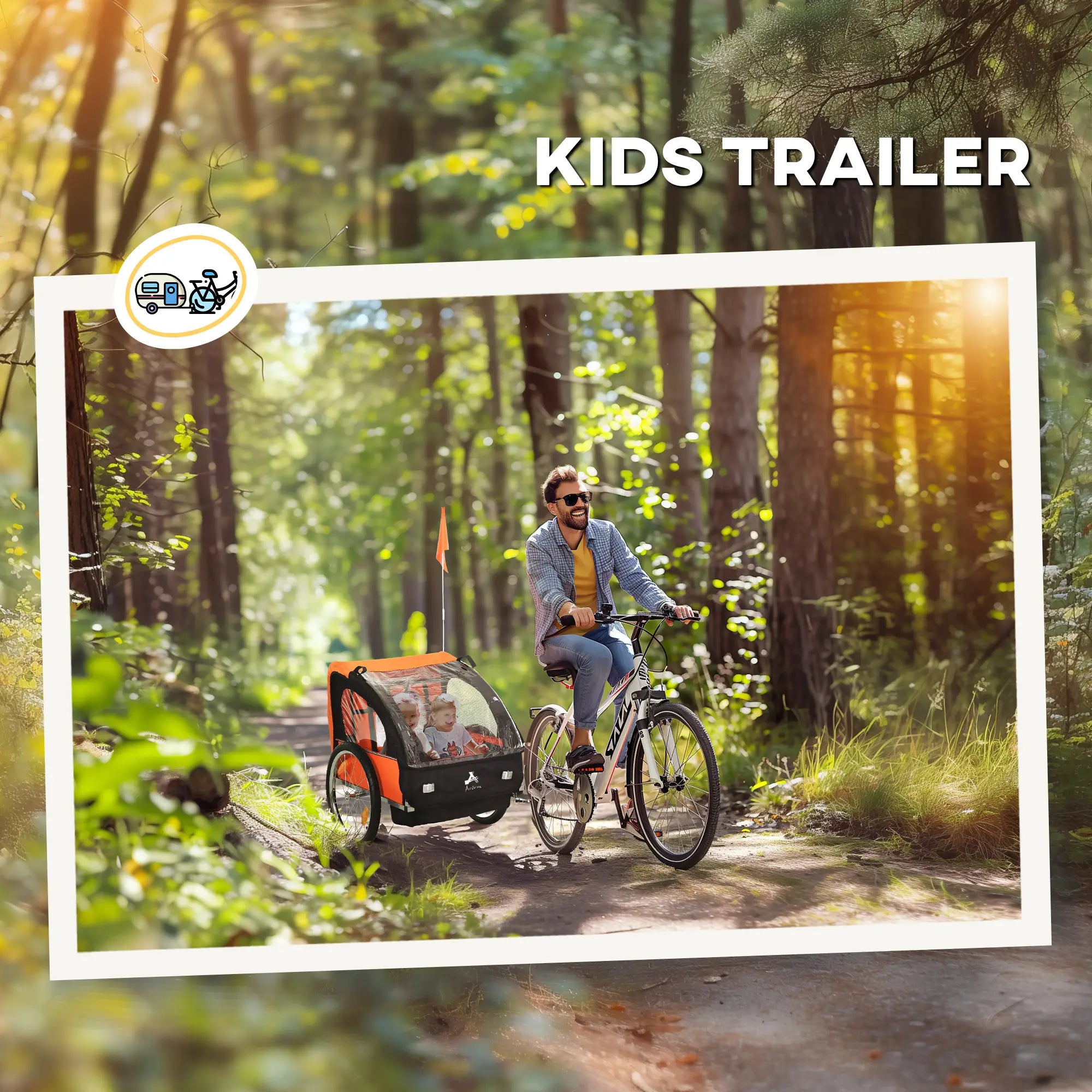 2-Seat Child Bike Trailer, Steel Frame, 5-Point Harness, Orange Kids Bike Trailers at Gallery Canada