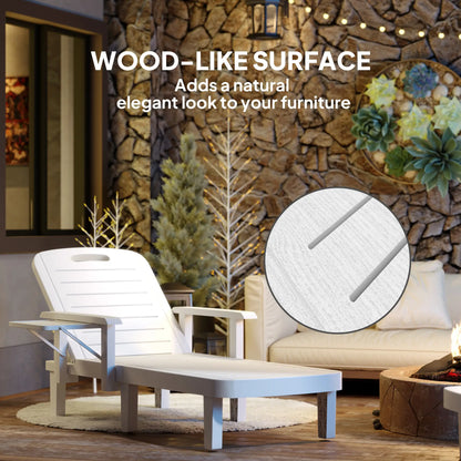 2 Tanning Chairs, 5 Position Adjustable, Foldable Side Table, White Lounger Chairs at Gallery Canada