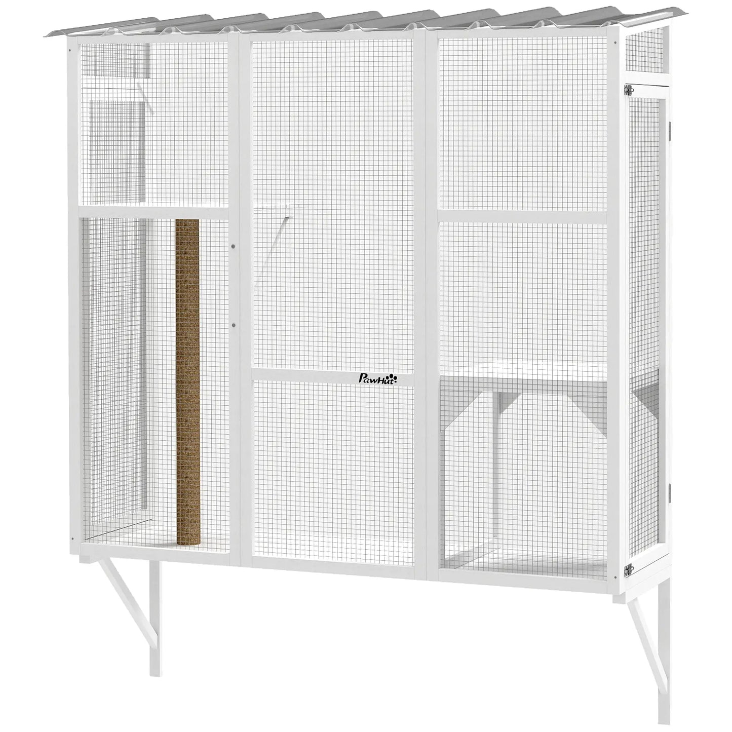 Wooden Catio Outdoor, Cat Window Box Enclosure, White Outdoor Cat Enclosures White at Gallery Canada