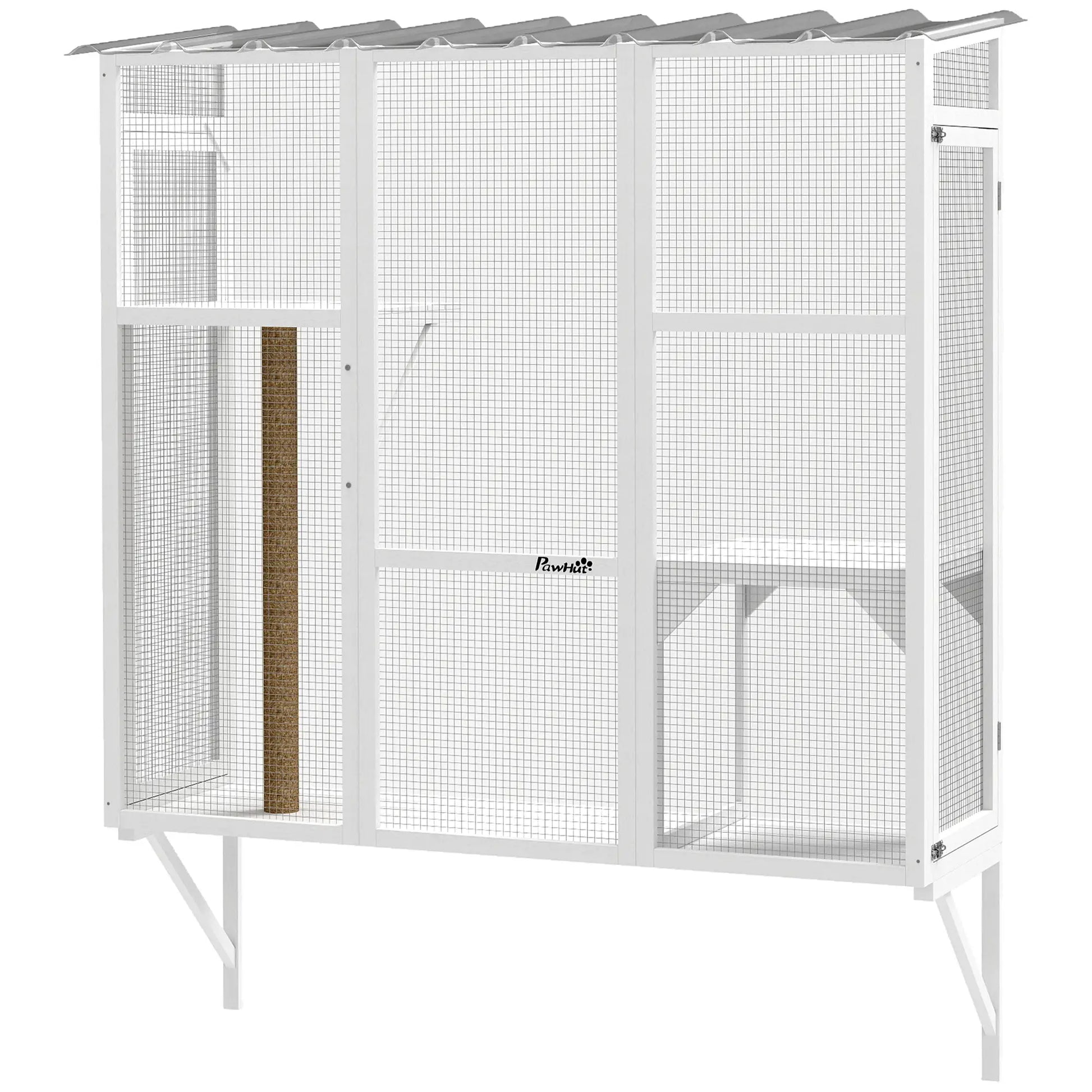 Wooden Catio Outdoor, Cat Window Box Enclosure, White Outdoor Cat Enclosures White at Gallery Canada