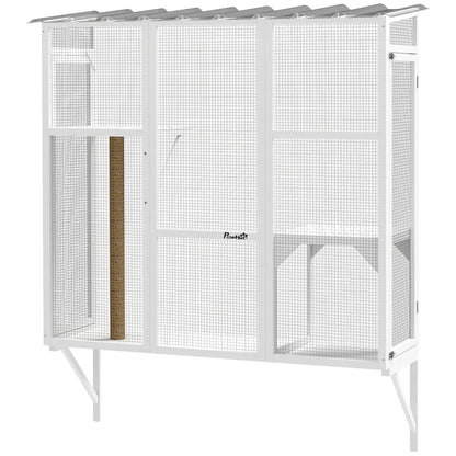 Wooden Catio Outdoor, Cat Window Box Enclosure, White Outdoor Cat Enclosures White at Gallery Canada