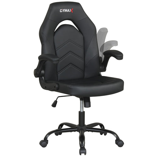 Ergonomic Leather Office Chair, Flip-Up Armrests, Black