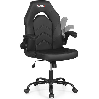 Ergonomic Leather Office Chair, Flip-Up Armrests, Black Ergonomic Chairs at Gallery Canada
