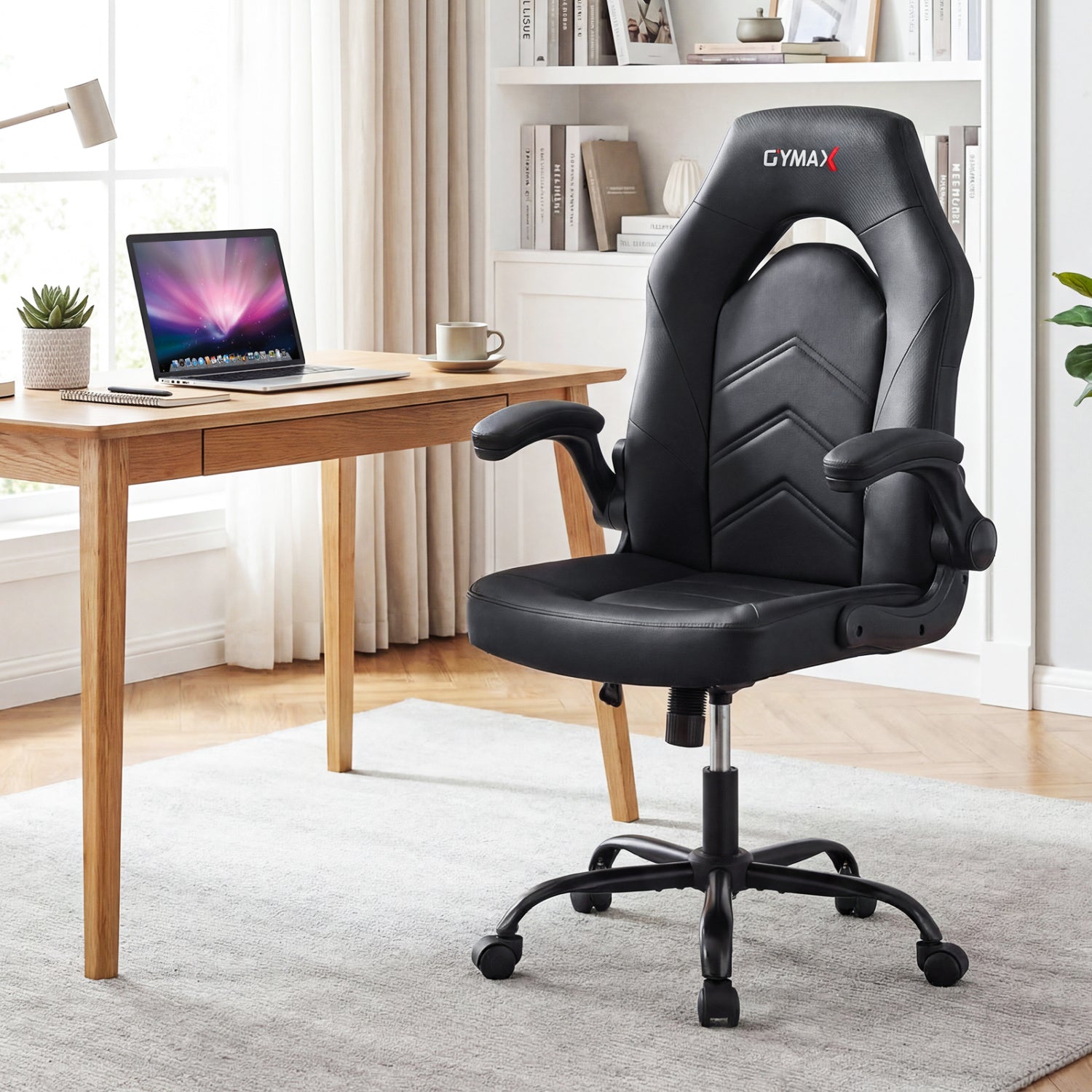 Ergonomic Leather Office Chair, Flip-Up Armrests, Black Ergonomic Chairs at Gallery Canada