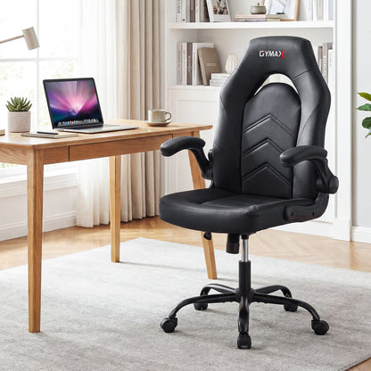 Ergonomic Leather Office Chair, Flip-Up Armrests, Black Ergonomic Chairs at Gallery Canada