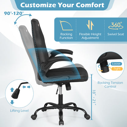 Ergonomic Leather Office Chair, Flip-Up Armrests, Black Ergonomic Chairs at Gallery Canada