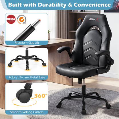Ergonomic Leather Office Chair, Flip-Up Armrests, Black Ergonomic Chairs at Gallery Canada