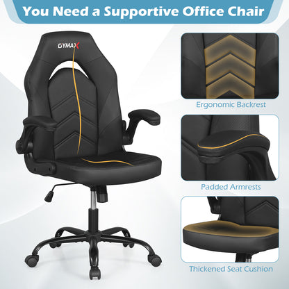 Ergonomic Leather Office Chair, Flip-Up Armrests, Black Ergonomic Chairs at Gallery Canada