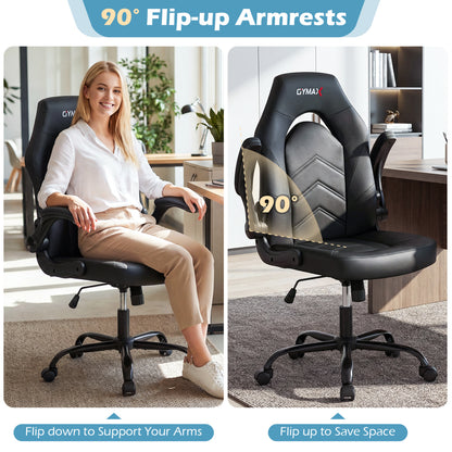 Ergonomic Leather Office Chair, Flip-Up Armrests, Black Ergonomic Chairs at Gallery Canada