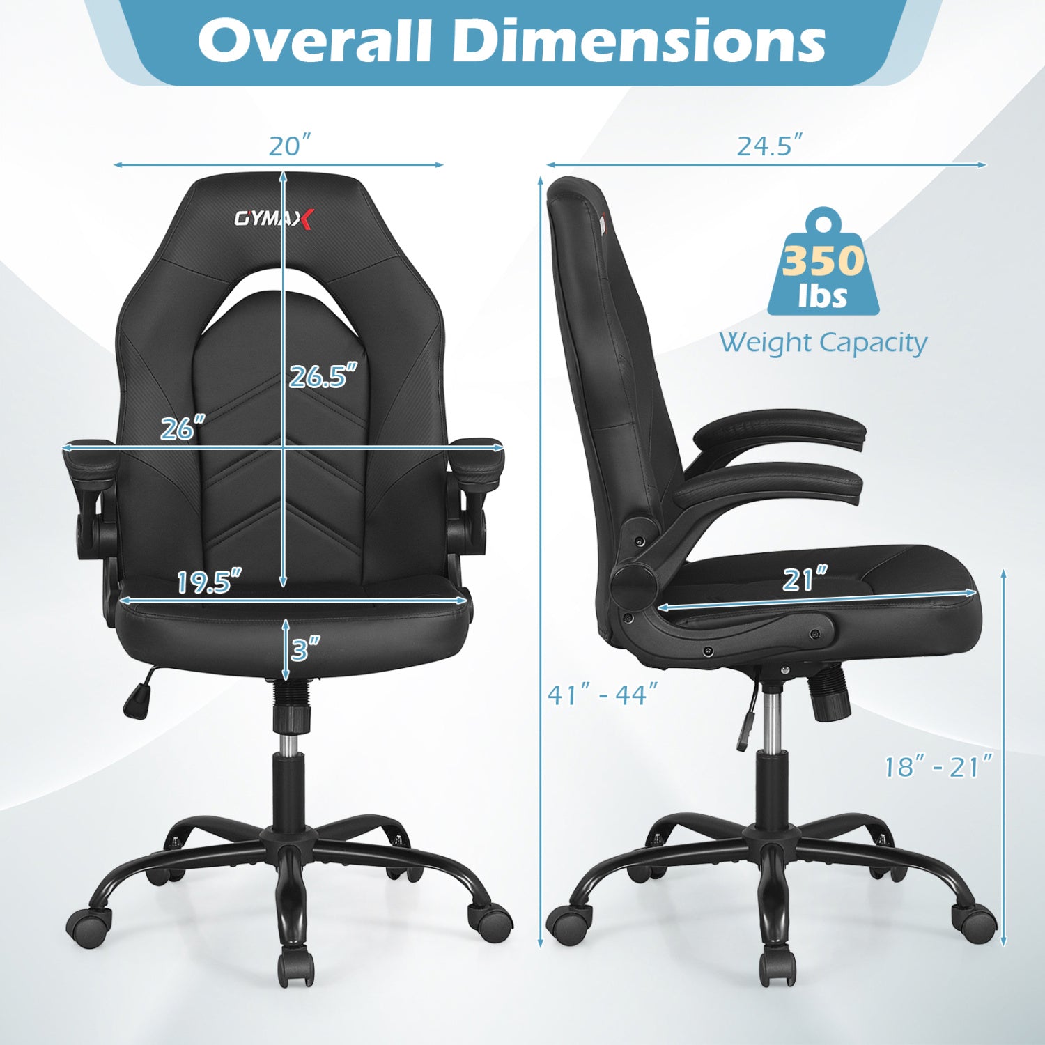 Ergonomic Leather Office Chair, Flip-Up Armrests, Black Ergonomic Chairs at Gallery Canada