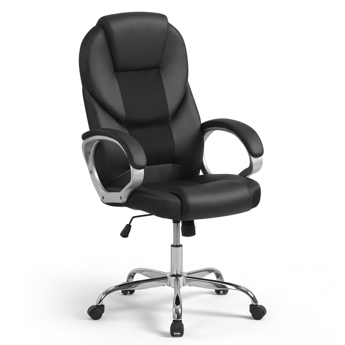 Leather Office Chair, Ergonomic Mesh, Padded Armrests, Rocking Backrest, Black Ergonomic Chairs at Gallery Canada